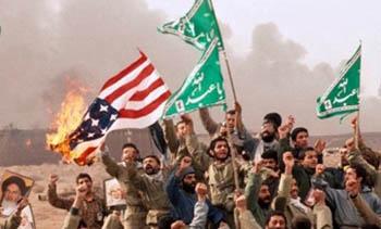 آتش زدن پرچم «آمریکا» در جبهه